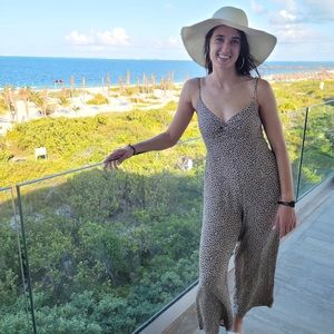 Francesca’s brand leopard print jumpsuit